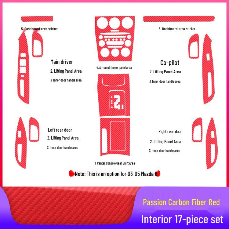 Mazda 6 Mittkonsol Växelspak Film: Dekorationsstickers för interiör (2003-2015)