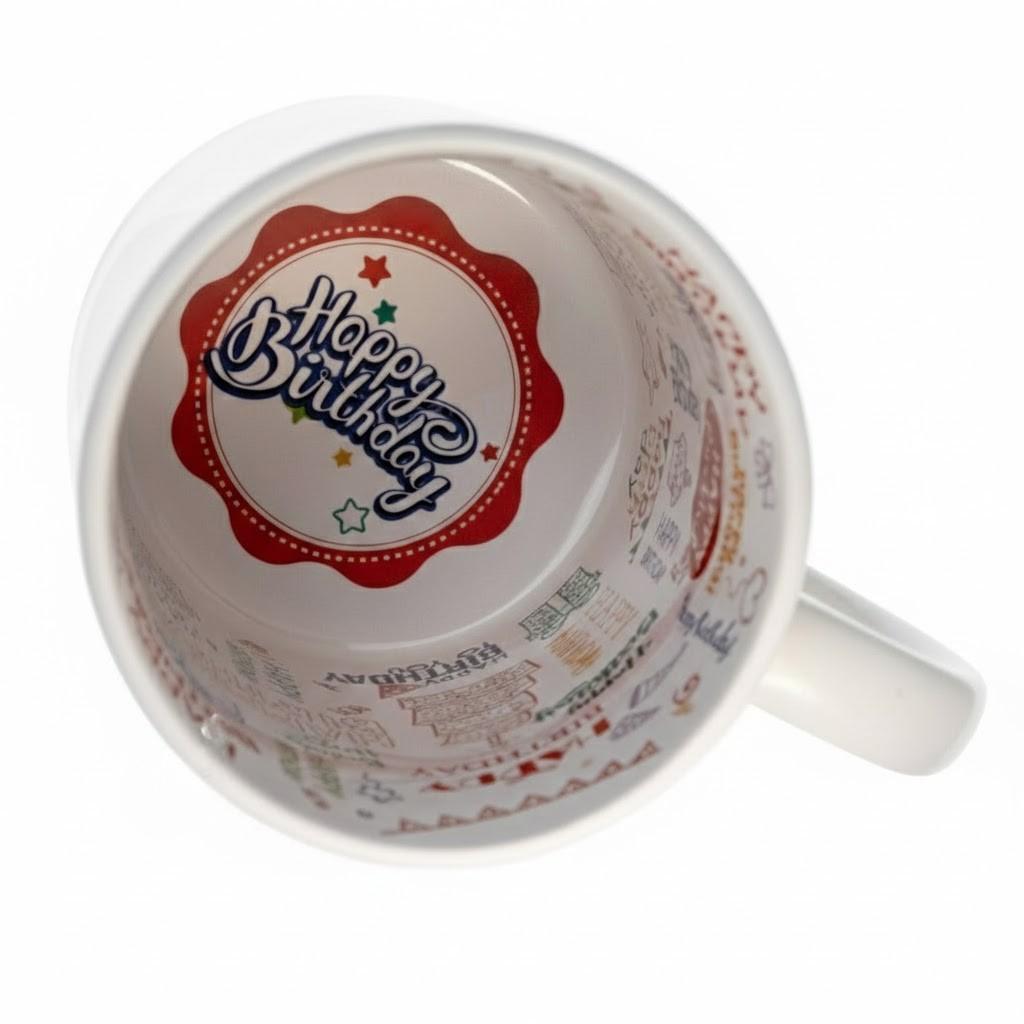 Кружка Человек-паук Spider-Man с принтом керамическая чашка с надписью внутри Happy Birthday 330 мл 