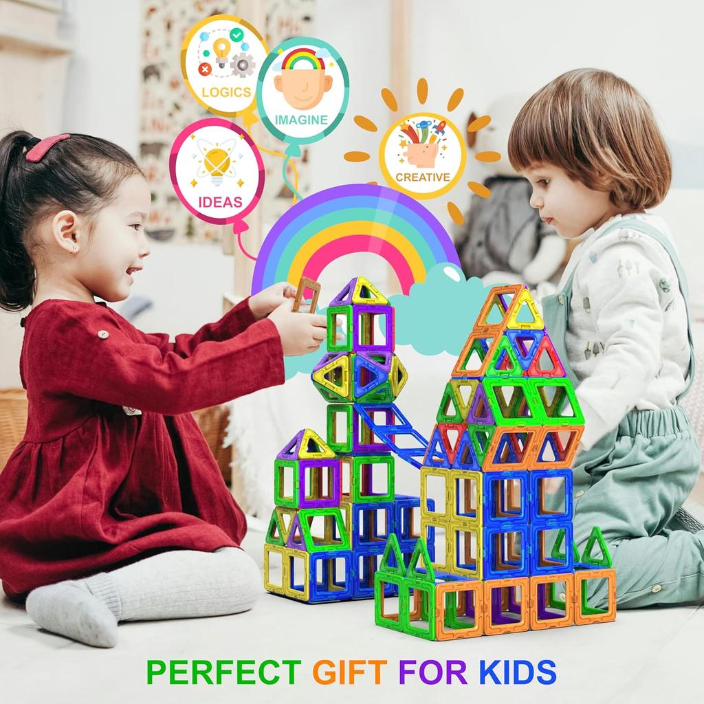 Desire Deluxe Magnetic Building Blocks, 98 Pieces, Construction Building Blocks Set, for Children 2-8 Years, Educational Toy for Girls and Boys,
