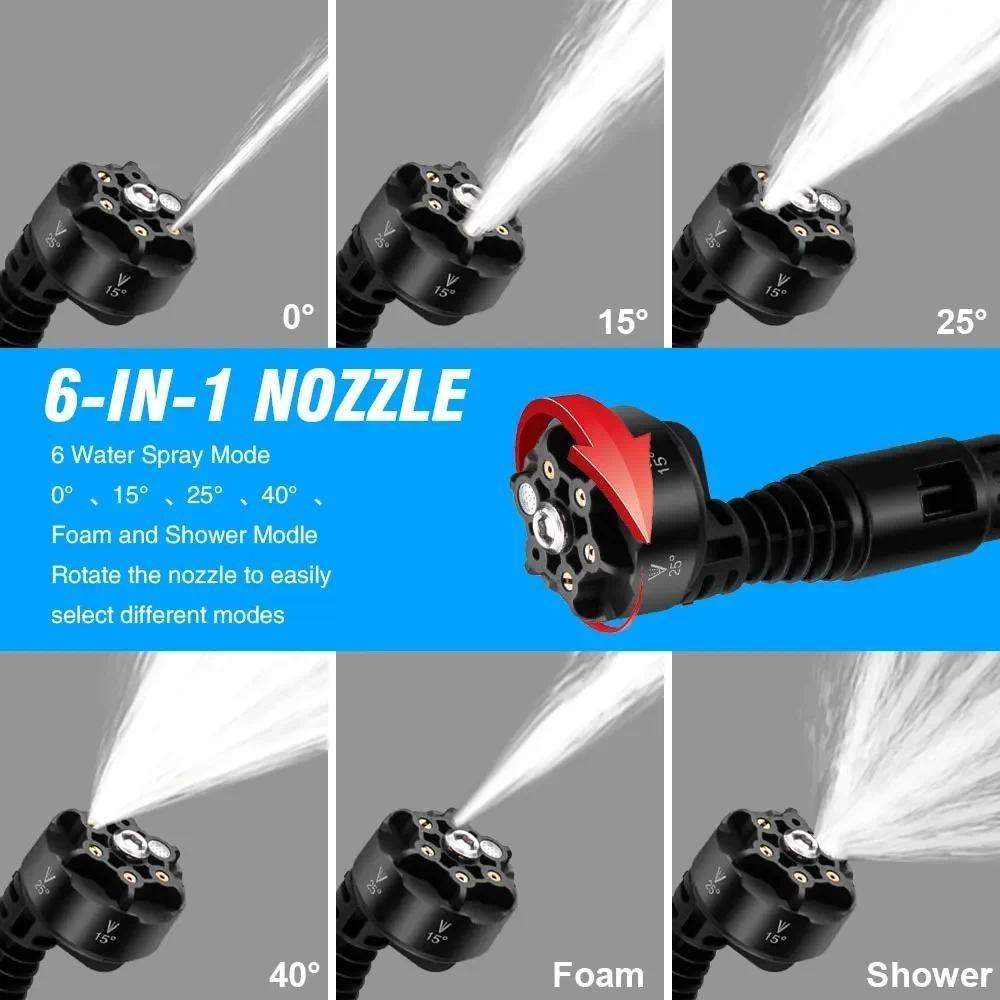 3500W 200Bar 6 IN 1 Portable Cordless Rechargeable Car Garden Power Tool Brushless Electric Car Washer Gun