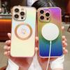 For iPhone 15 Pro Magnetic Case Iridescent TPU Phone Cover Side Small Love Heart Pattern