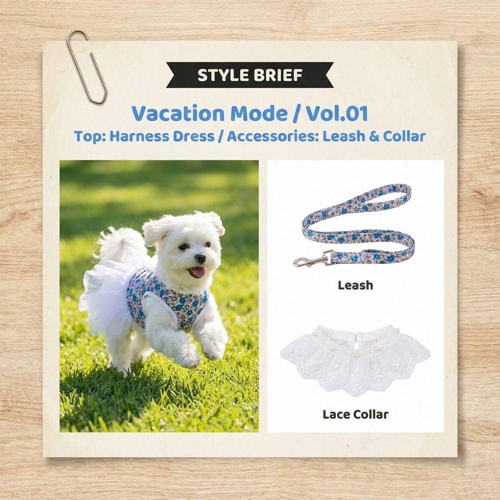 White Lace Dog Princess Dress Breathable Cat Tutu Skirt Dog Floral Skirt  Photo Shoot