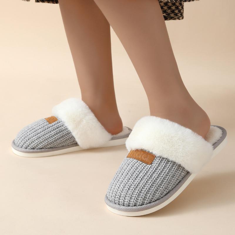 Winter Thermal Slippers Non-slip Men's Indoor Plush Cotton Slippers Home Slippers Women's Winter Wool Slippers