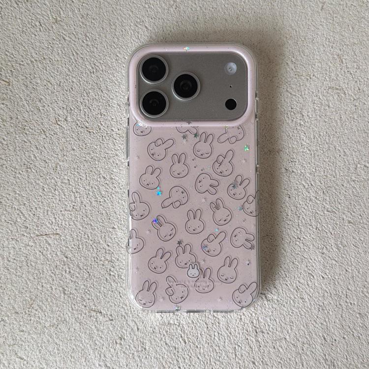 

Simple Glitter Miffy Rabbit Phone Case for iPhone 15 Pro & 16 Pro Max 16 Pro Max