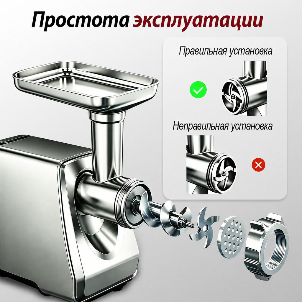 1800W Electric Meat Grinder 3 In 1 Stainless Steel for Home