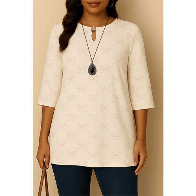 Fashion, for Women, Daily Wear, Long Sleeves, Neck with Flower Print, Loose, All Matches, Flower Blouse, Pink Blouse