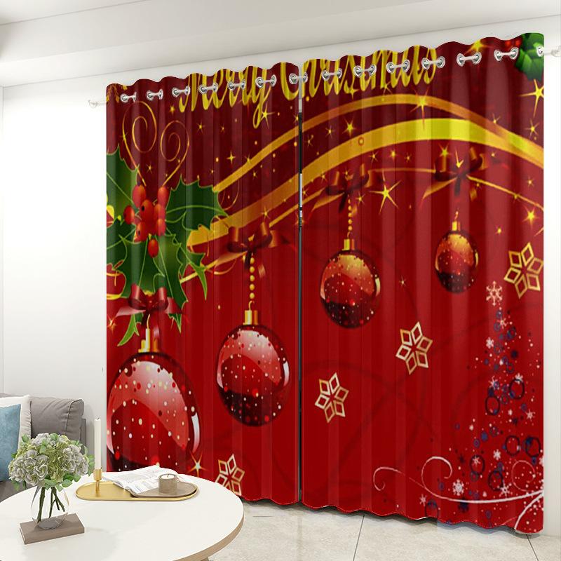 

Різдвяна затемнююча штора для спальні Балконна штора для вітальні Теплоізоляційна штора Офісна готельна штора W1.2m * H2.7m (2 pieces/set)