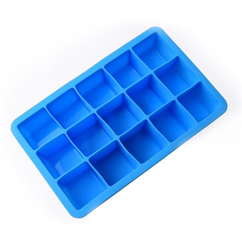 15-Cavity 3D Square Silicone Ice Cube Mold with Lid