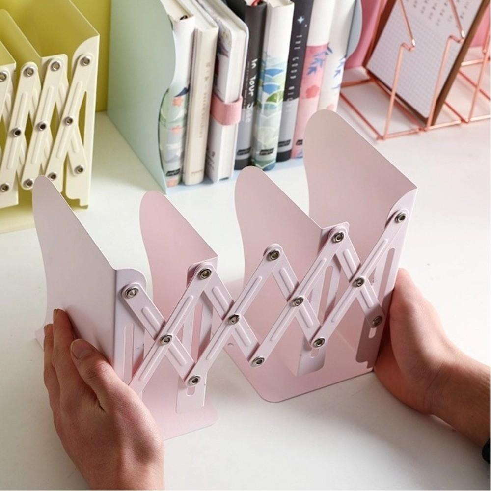 Large Capacity Retractable Book Stand Metal Folding Desktop Bookshelf Adjustable School Stationery Book Baffle Home