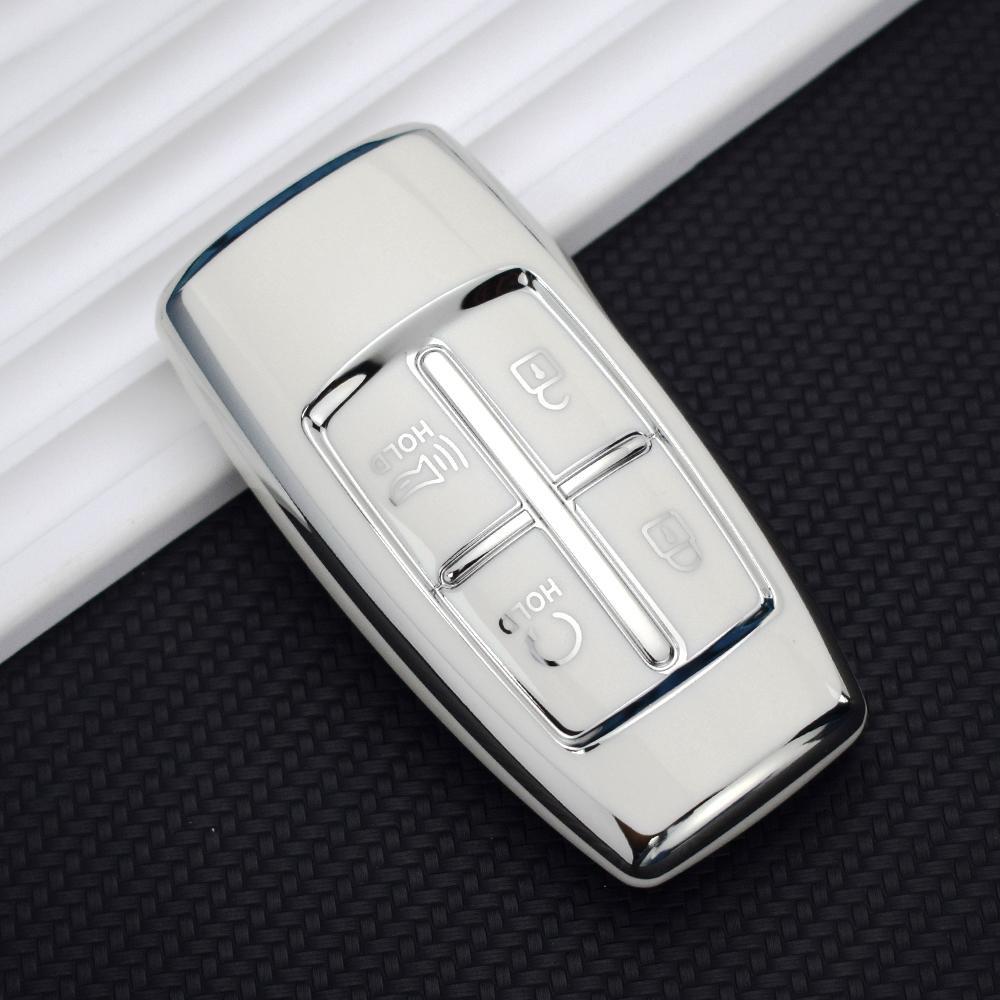 

TPU 4 кнопки защитный чехол для автомобильного ключа чехол для Hyundai Genesis G80 GV80 2019 - 2023 интеллектуальный бесключевой доступ пульт дистанционного управления белый
