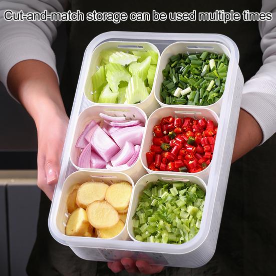 Food Storage Box Divided Snack Serving Tray with Lid BPA Free 6 Compartments Snack Box Portable Storage Organizer