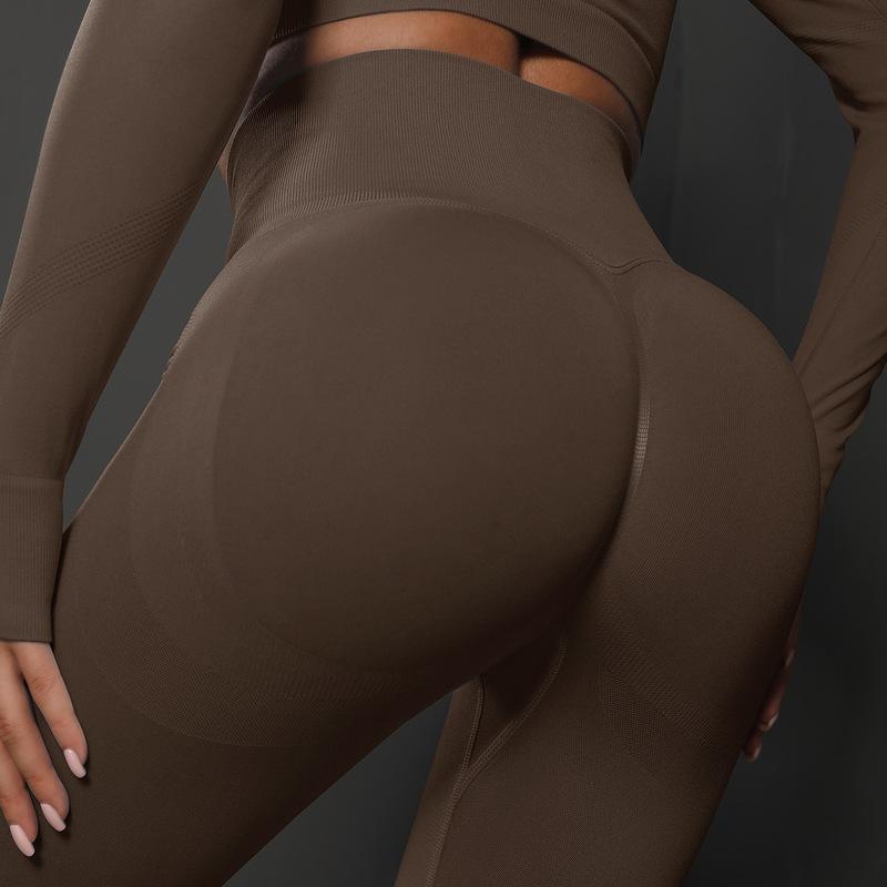 

Women s High-Waist Seamless Knitted Yoga Pants - Hip-Lifting, Solid Color, Spring/Summer Small