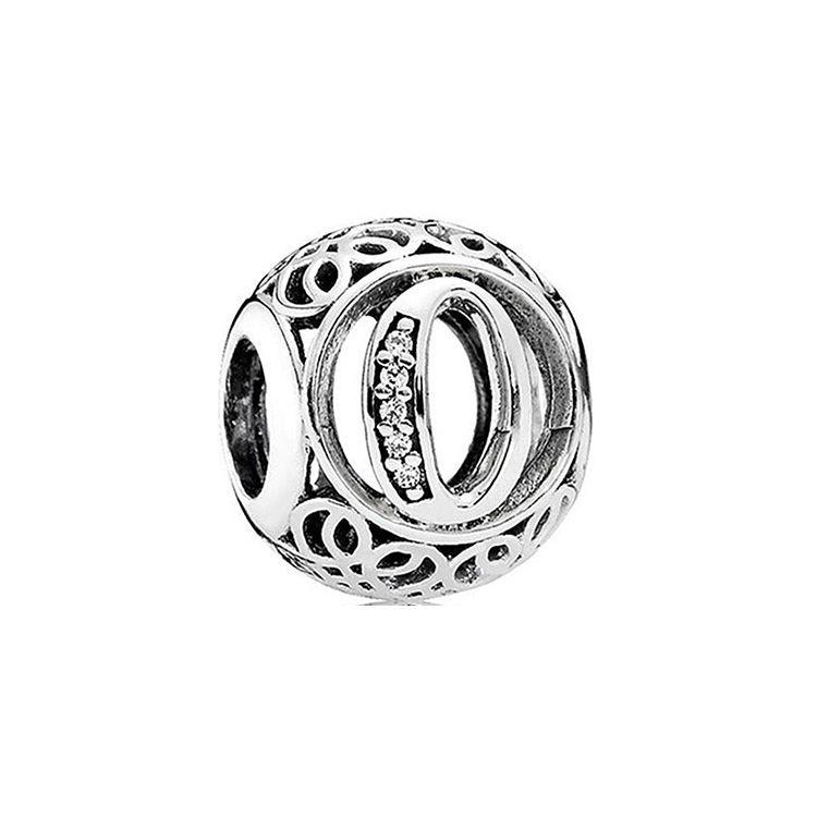 Pandora Vintage Letter O Bracelet Necklace Charm Women jewelry Silver 791859CZ Box+Shopping Bag