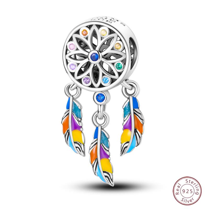 Copper Beaded Pendant Sparkling Zirconia Dream Catcher Original 3Mm Bracelet Women Fine Jewelry