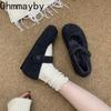Autumn Winter Short Plush Women Mary Jane Shoes Comfort Round Toe Soft Sole Shoes Outdoor Warm Cotton Flats Shoes