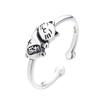 Adjustable Cat Ring Women Men Cute Lucky Finger Minimalist Open Band Vintage Style Copper Jewelry