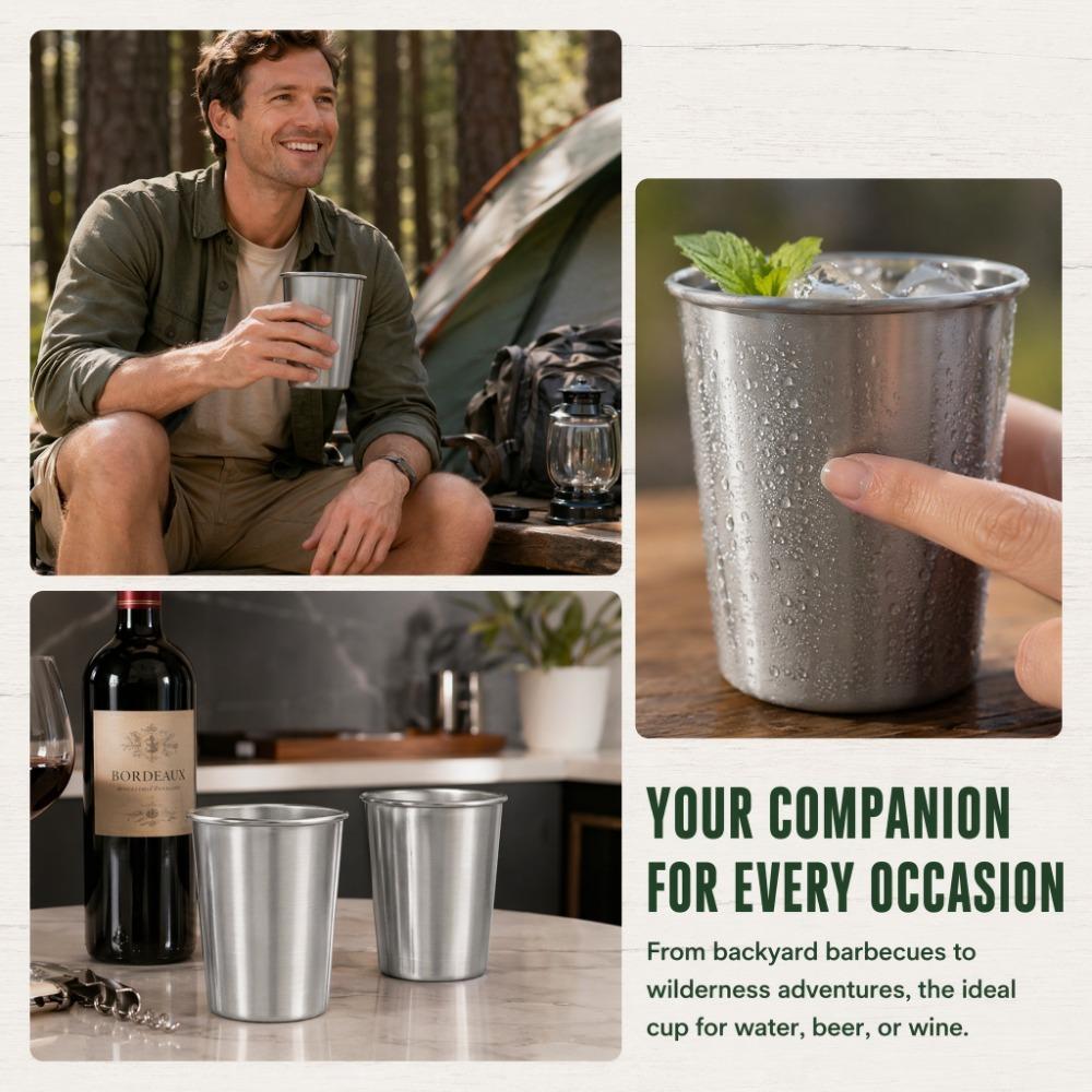 4pcs Portable Beer Mug Shatterproof Wine Cup Unbreakable Stainless Steel Cup Restaurant