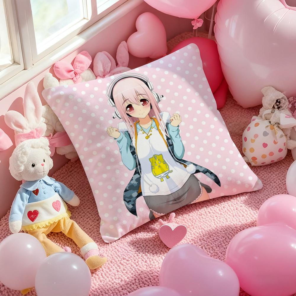 Anime Super Sonico Manga Classic Cushion Cover Pattern Printed Pillowcase for Living Room Sofa Cushion Cover & Bedroom Decor
