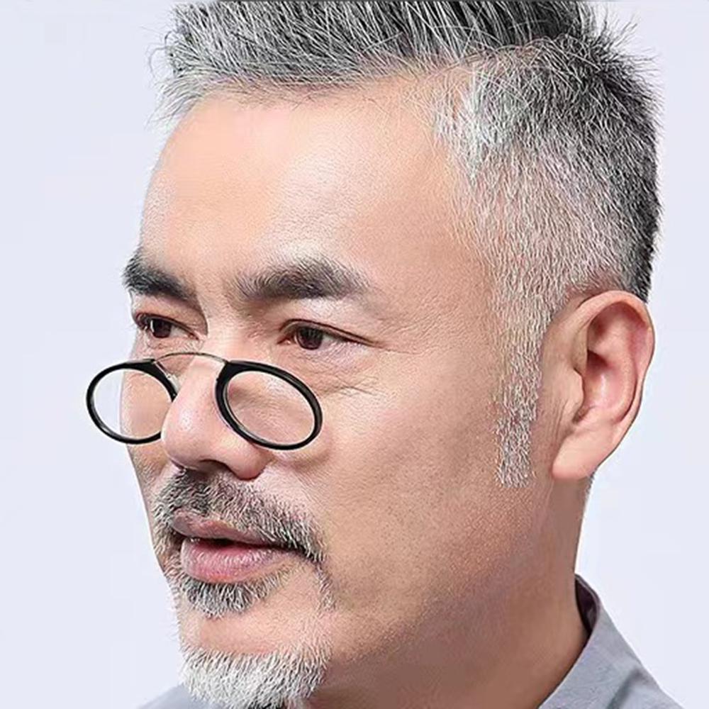 KLASSNUM Herren Damen Nasensteg Lesebrille Mini Tragbar Alterssichtige Nasenklemmenbrille Mit Etui Dioptrien Plus 1.0 Bis +4.0