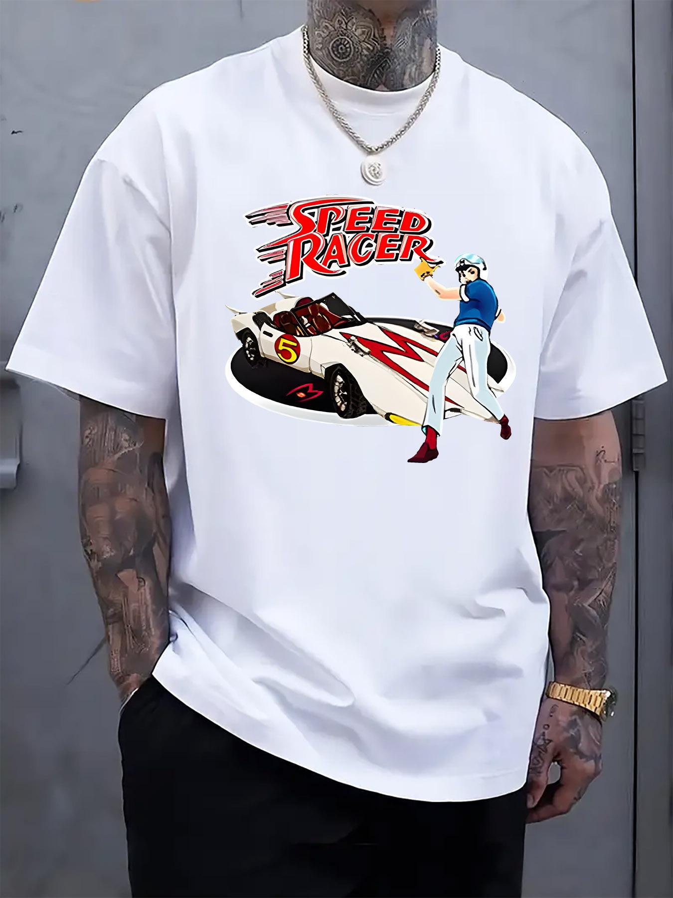 Speed Racer Graphic Tshirt - White Crew Neck Short Sleeve... L