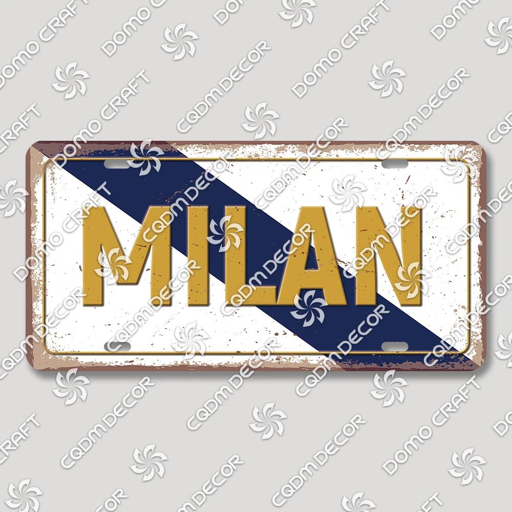Football Club License Plate Tin Signs Retro Barcelona Milan Manchester Metal Poster Garage Bar Club Home Wall Decor