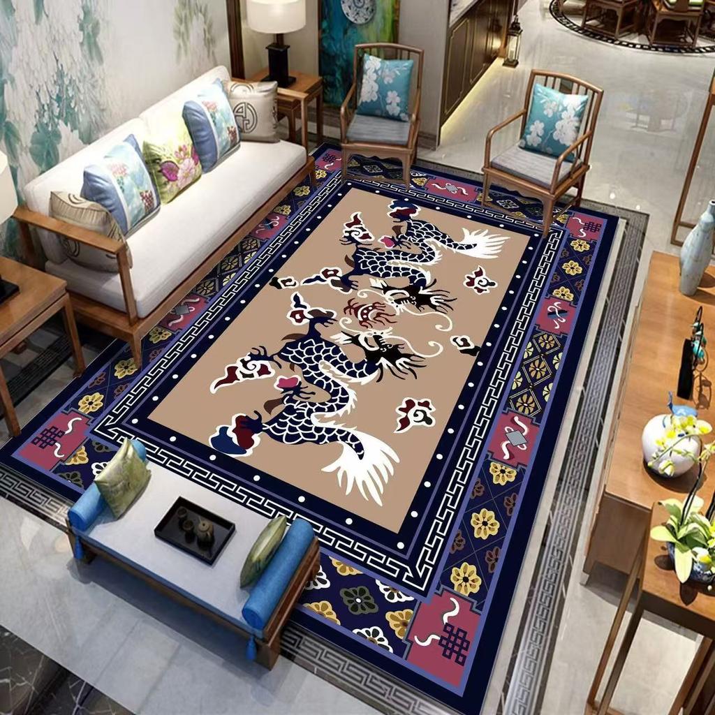 New Chinese Style Living Room Carpet Retro Anti Slip Sofa Coffee Table Carpet Resistant To Dirt and Easy To Maintain
