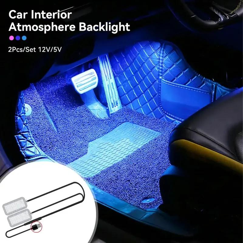 Car Ambient Mood Foot Light USB LED Car Backlight Atmosphere Light With Cigarette USB Lighter Lamp Strips Auto Accessories