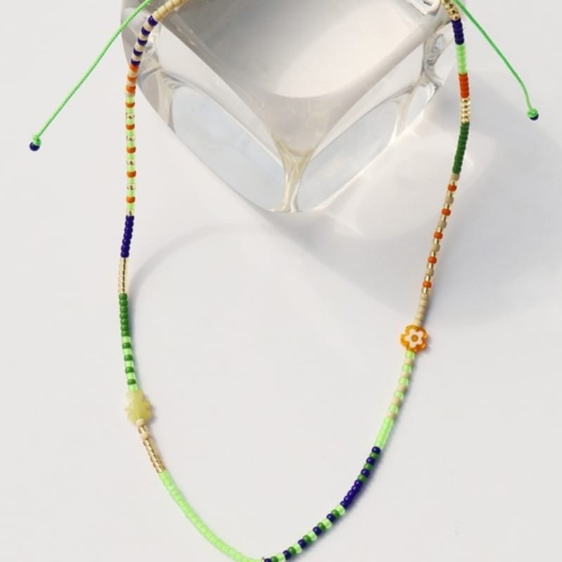 BONBEAU Kitsch motives charm beads knot Necklace Kitsch smile teddy bear charm beads thread necklace knot necklace