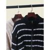Export Contrast Color Stripes Zipper Short Cardigan Fall and Winter Long Sleeve Color Matching Knitting Sweater Female New Coat