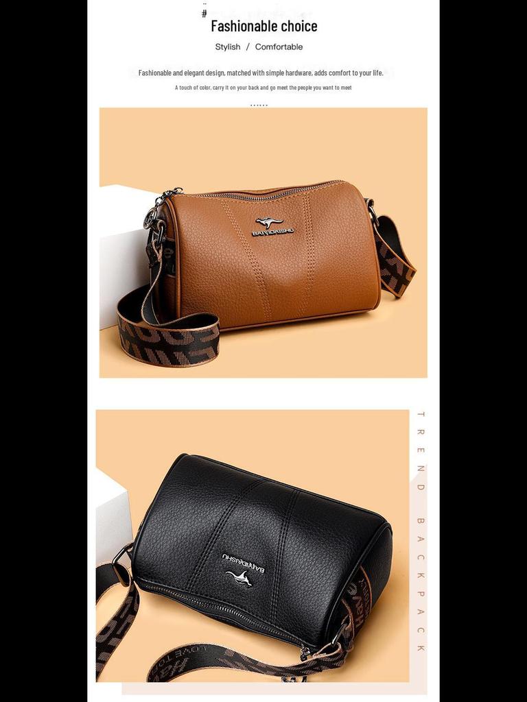 Duża torba Boston Pillow dla kobiet z 2023 r. ze skóry PU i szerokim paskiem na ramię