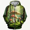 Sweat à capuche zippé impression 3D champignon Unisexe Mode décontractée Sweat à capuche Sweat-shirt de survêtement surdimensionné Vêtement