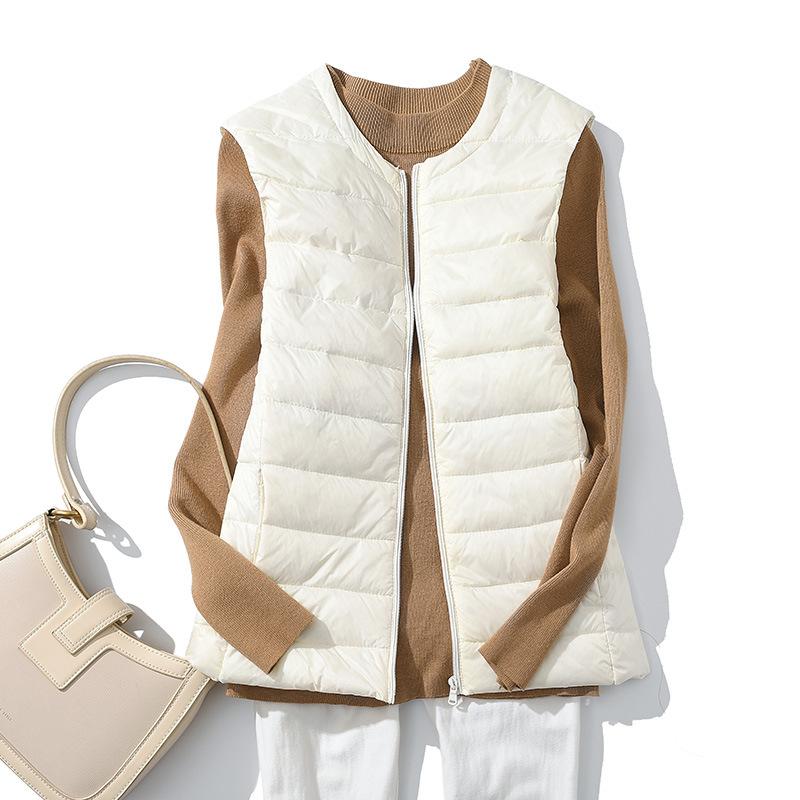 Women Sleeveless Zipper Down Jackets Autumn Winter Liner Keep Warm Ultralight Quilted White Duck Down Female Coat