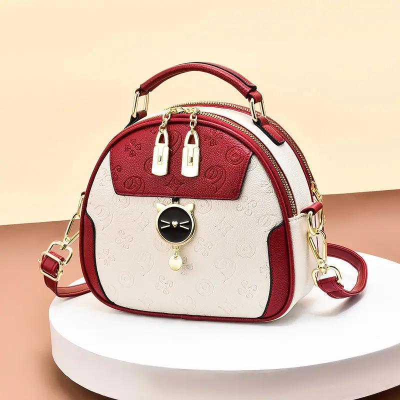Korean Wide Strap Bag for Women Round Metal Crossbody Bag Simple Beautiful Girls Small Fashion Clash