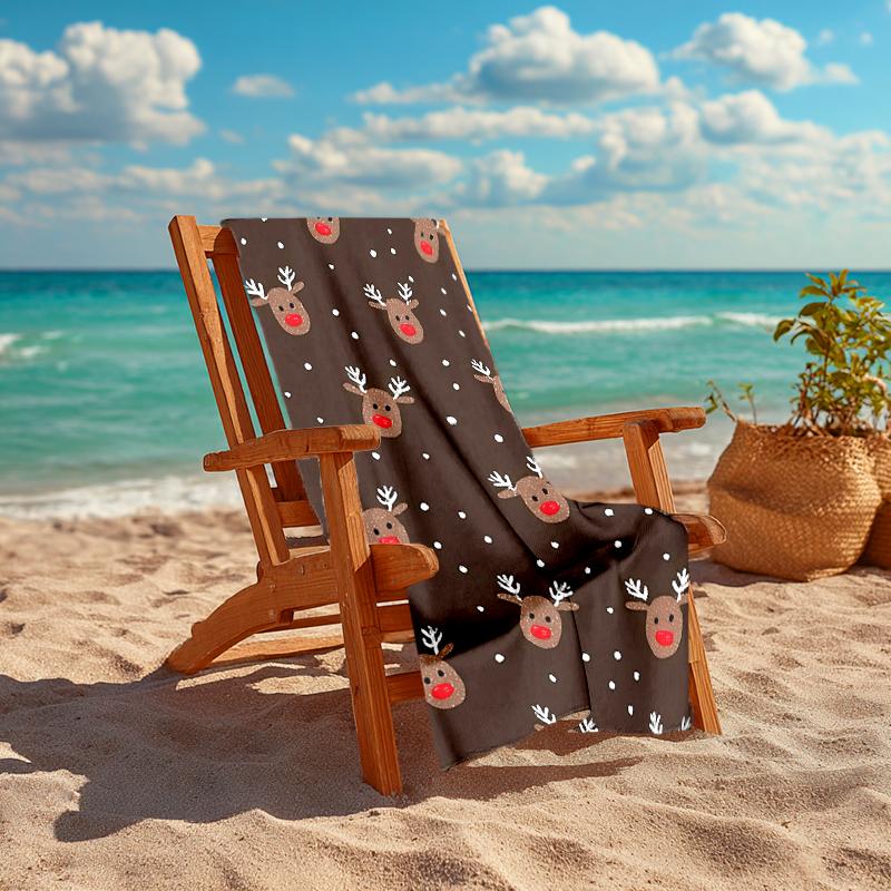 1Pc Reindeer Christmas Theme Beach Towel Quick Dry Multiuse For Beach Pool Gym Yoga Home Travel Christmas Halloween Xmas Gift S1192