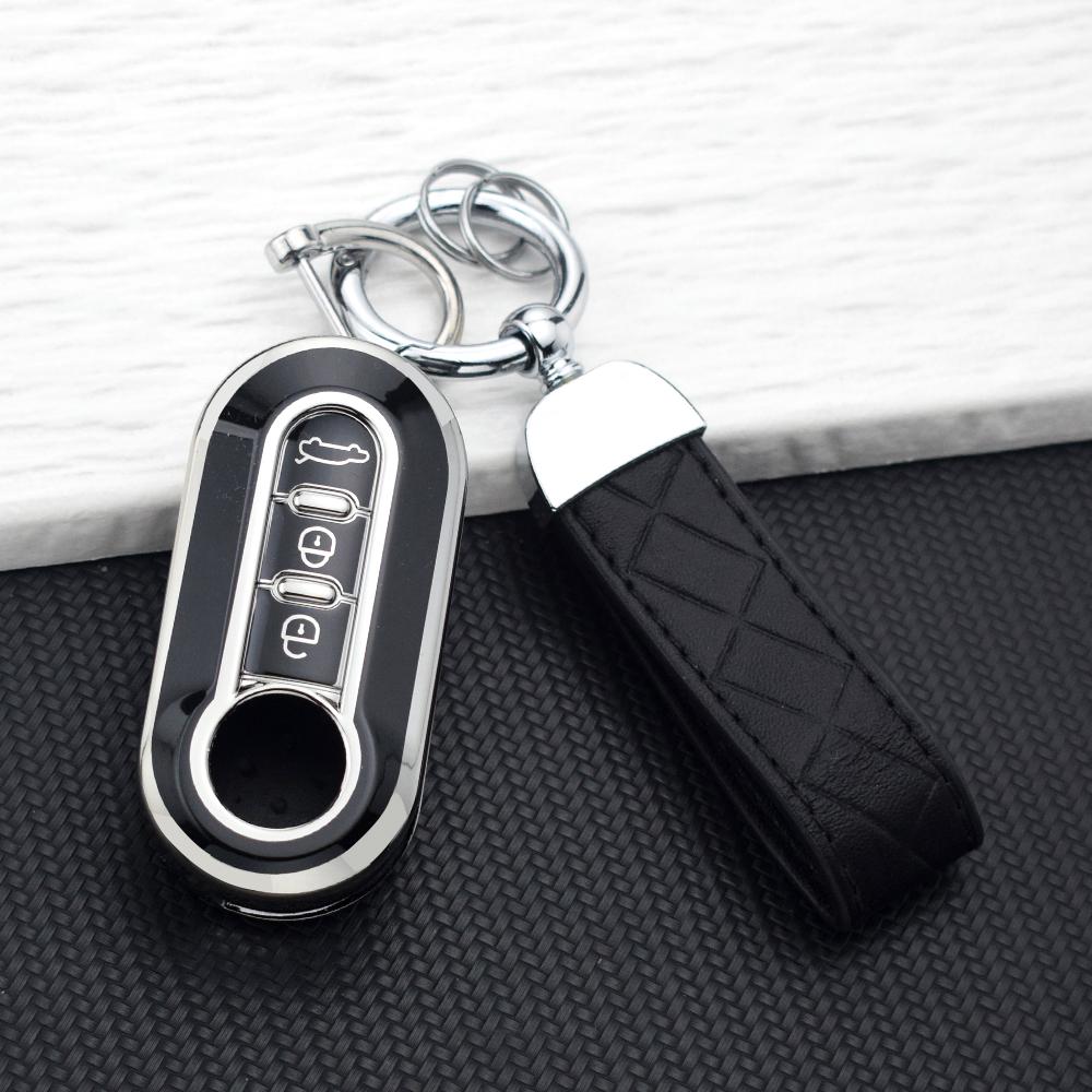 Car Key Case for FIAT Panda 500 Punto Ducato Lancia Musa Citroen Jumper Peugeot Boxer TPU Flip Cover Keychain Auto Accessories