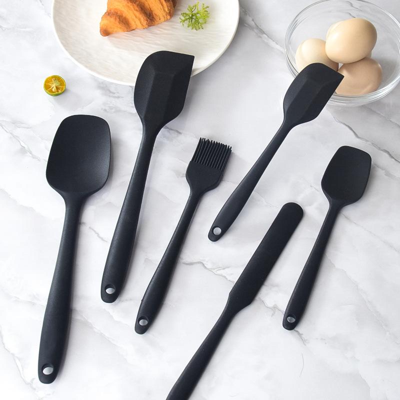 Silicone oil brush scraper six-piece set, cream scraper spatula integrated baking tool, silicone kitchen utensils