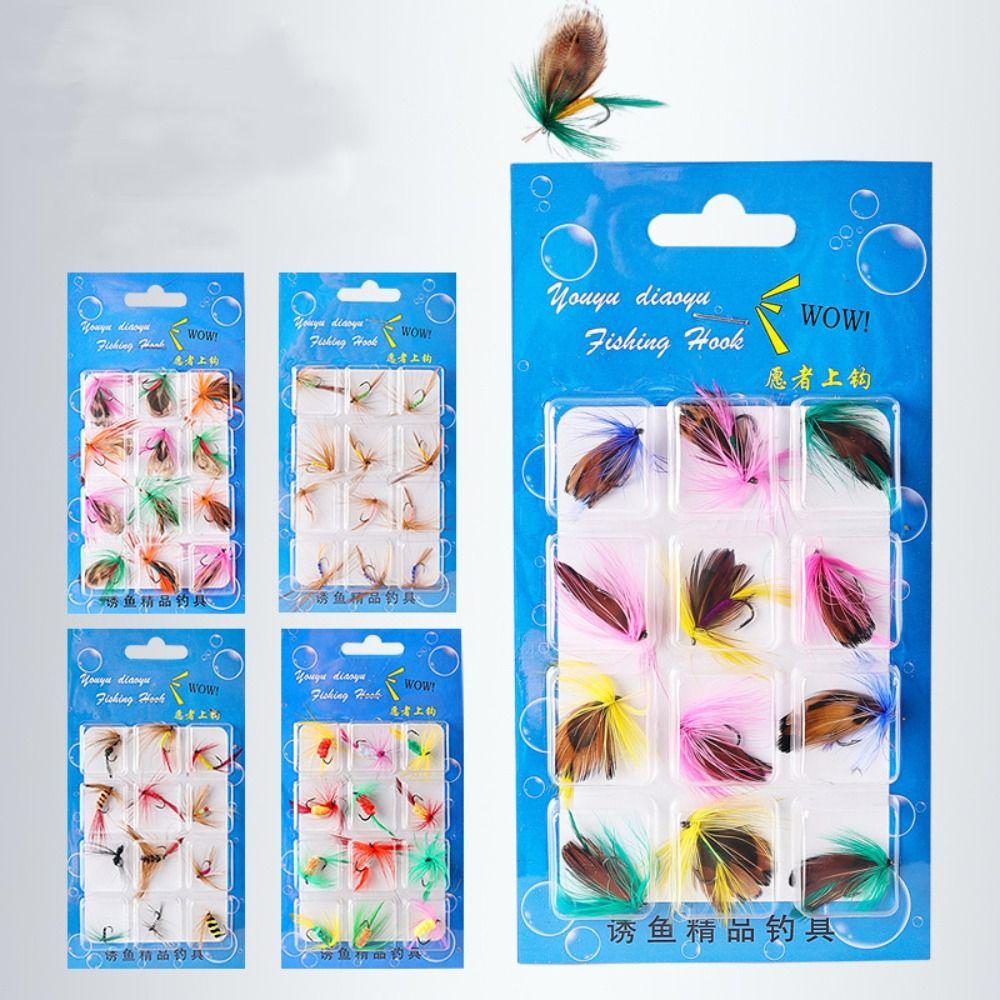 

12PCS Fly Butterfly Shape Artificial Insect Lure Bait Colored Crank Hook Fishing 3