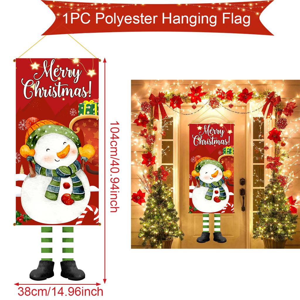 Christmas Snowman Hanging Flag Navidad Natal Noel Door Pendant Banner Merry Christmas Decorations For Home 2025 New Year 2025