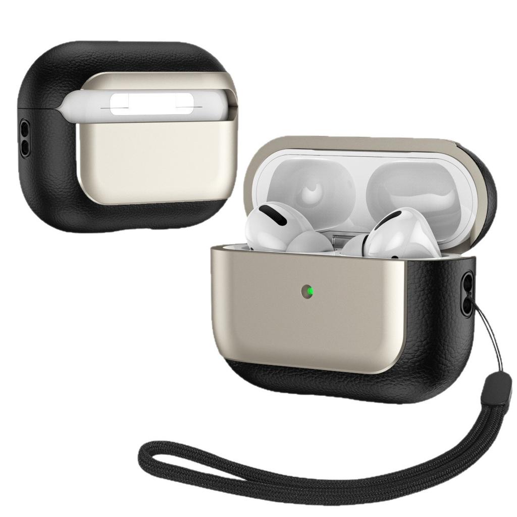 Modern Electroplated Leather Pattern Protective Case For Apple AirPods 4 3 Pro3 Pro2 Wireless Bluetooth Earphone Anti-Drop Cover