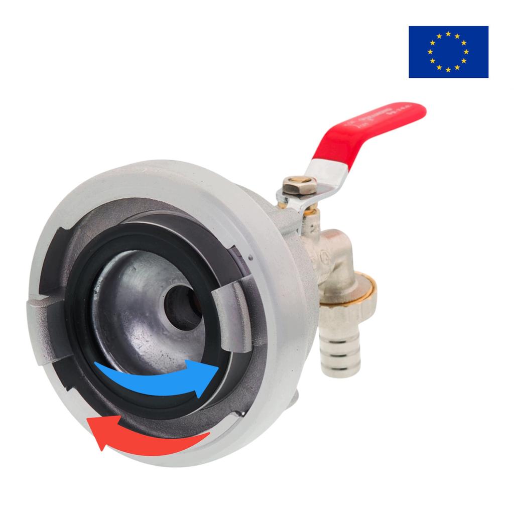 Storz C-52 Hydrant Connector + 1" Ball Valve