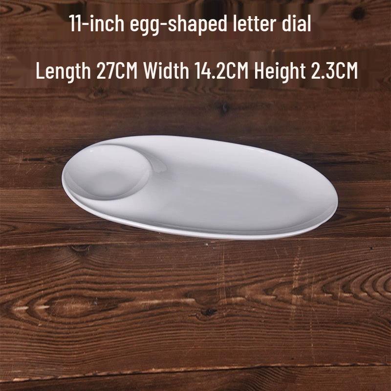 Yu Bao Fang Ceramic Mother-Child White Plate Set – Round & Oval Tableware with Sauce Dish for Home, Hotel, Restaurant.