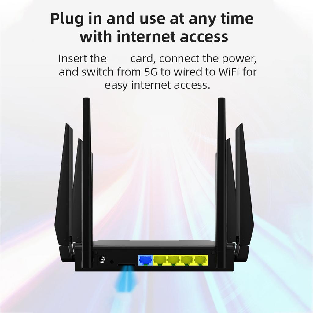 5G WiFi 6 Router Heat Dissipation 8 Antennas 5G CPE Router Dual Band WiFi Gigabit Plug and Play Multiple Sharing for RV Travel