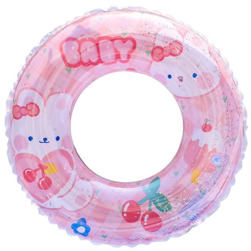 2024 New Cartoon Cherry Rabbit Swim Ring Adult Inflatable Underarm Swim Ring Pvc Glitter Swim Ring