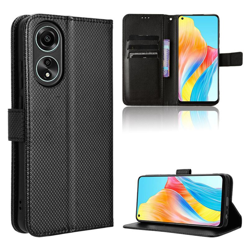 Кожаный флип-чехол для OPPO A18 A38 A58 A78 A79 PU кожаный ремешок флип-зажим для карт защитный чехол OPPO A18 4G /OPPO A38 4G чёрный