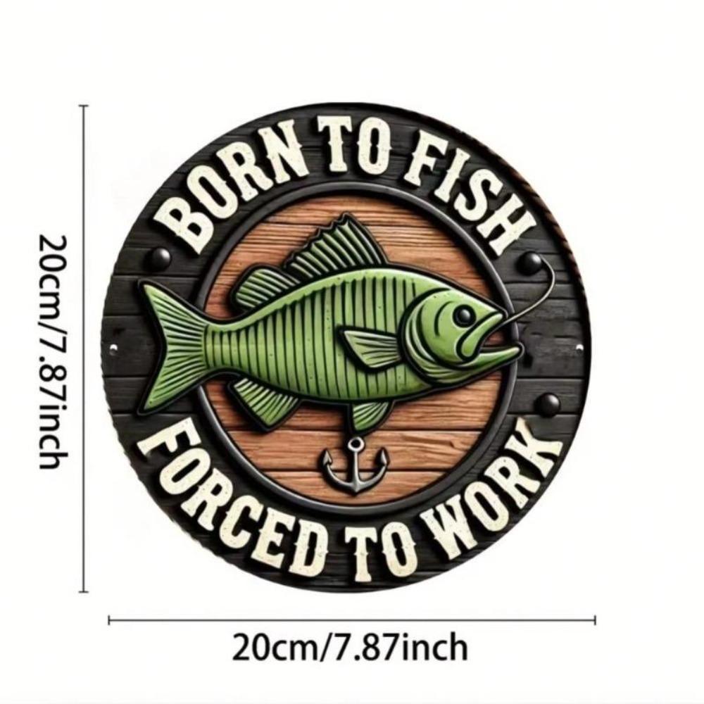 Fishing Tin Sign 8x8 Inch Bass Anchor Metal Wall Art Retro Decor for Anglers