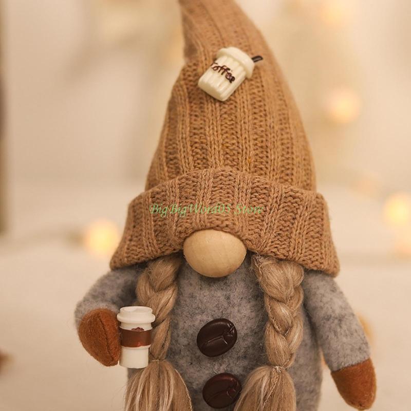 24TE Knitted Couple Coffee Gnome Cute Art Crafts Party Decoration for Restaurant Dining Table Party Decoration