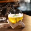 Creative Spherical Cocktail Glass With Wood Stand Unique Shape Bar Glassware Drink Cup Ronud Ball Cocktail Cup Glass Straw Cup