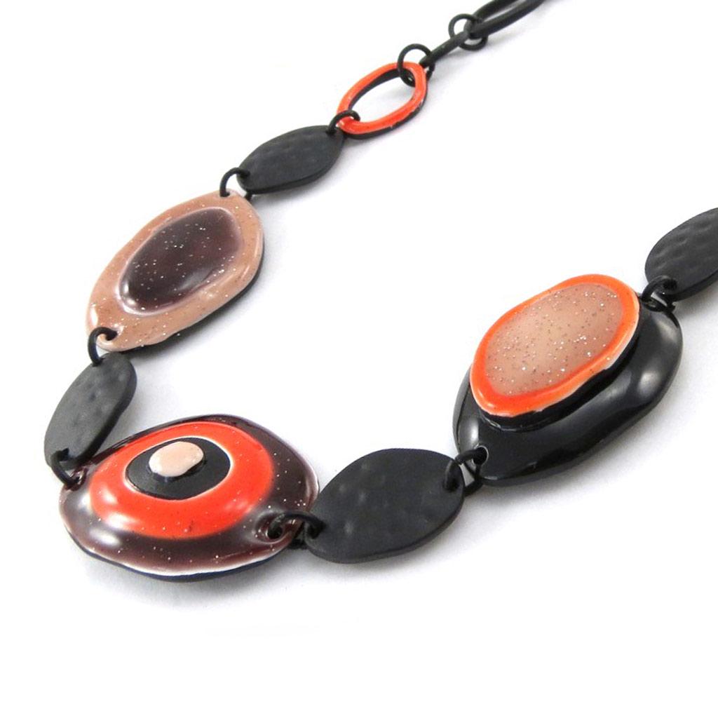 NOA [J2234] - Designer Necklace 'Coloring' Orange Brown