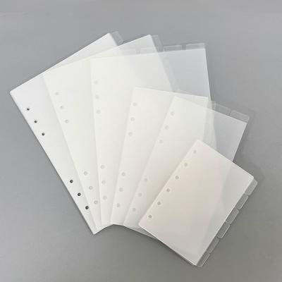 A5 A6 Transparent Paper Index Divider 6 Holes For Binder Planner Notebook Stationery Notebook Paper Divider Accessories