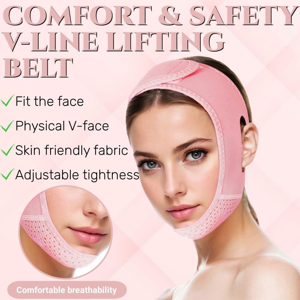 V-shaped lifting mask, chin strap for sleep, women's V-shaped lifting mask, facial slimming exerciser, pink (1 piece)